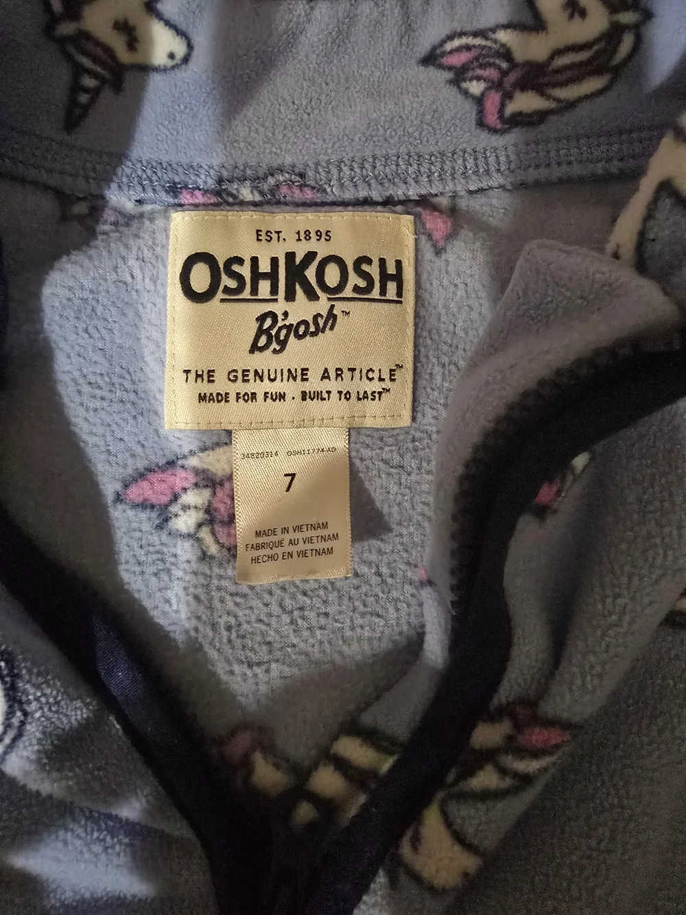 OshKosh B'gosh Light Blue Unicorn Kids Fleece Pullover Pajama Top